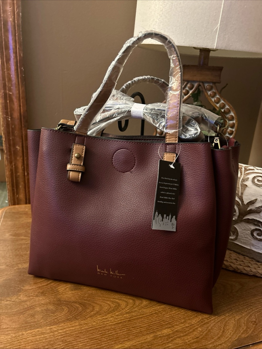 Nicole Miller New York Alexa Shopper Tote merlot vegan leather